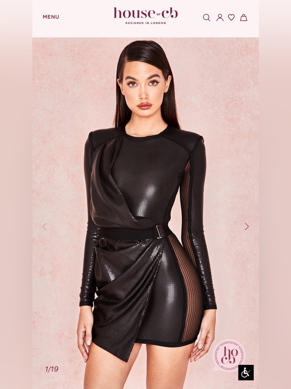 House of CB Black Mini Dress with Sheer Paneling